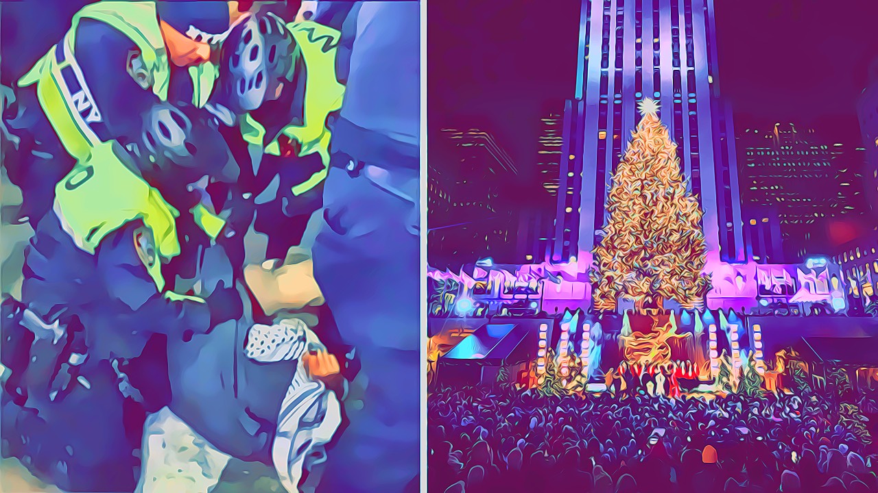 Protesters Rockefeller Tree Swastika Wielding Protesters Storm Rockefeller Center Christmas Tree ...