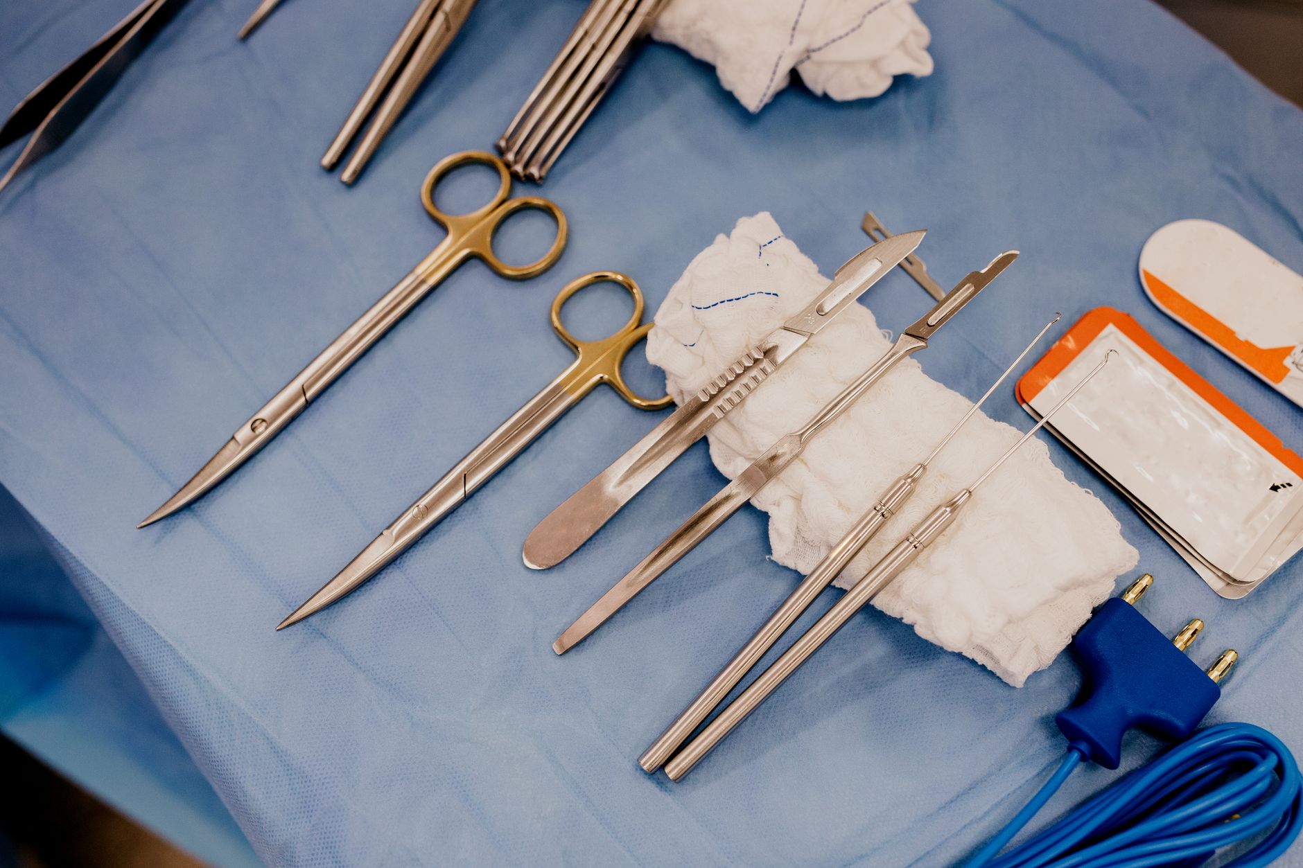 medical instruments in an operating room